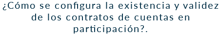 ¿Cómo se configura la existencia y validez de los contratos de cuentas en participación?.