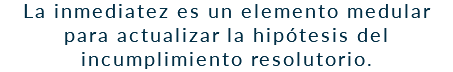 La inmediatez es un elemento medular para actualizar la hipótesis del incumplimiento resolutorio.