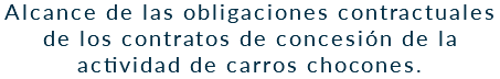 Alcance de las obligaciones contractuales de los contratos de concesión de la actividad de carros chocones.